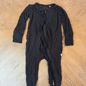 Posh Peanut Black Ruffle Onesie